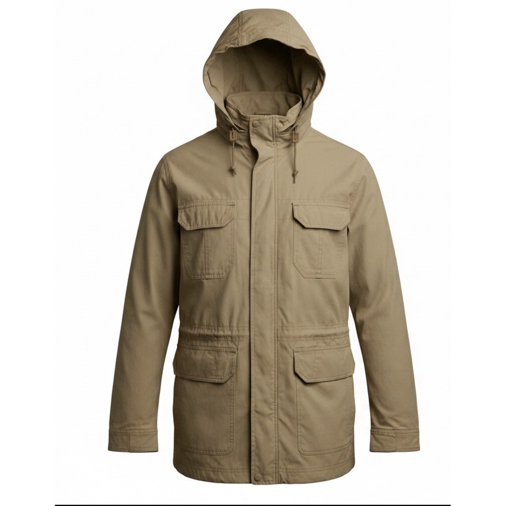 VTG LL Bean M65 Field Jacket Mens L Khaki Hoodie Safari Utility Barn Gorpcore